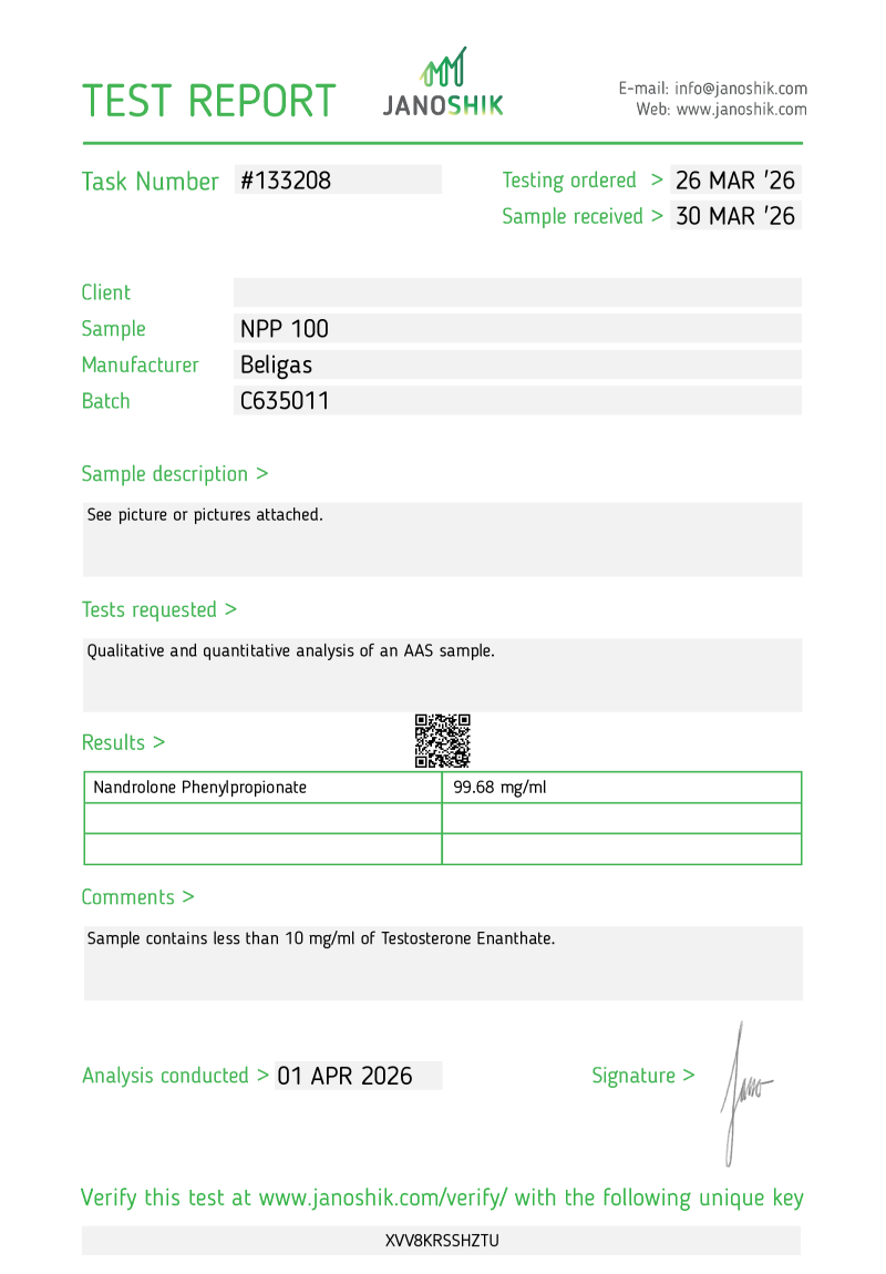 Labtest for Beligas Pheno-NPP 100