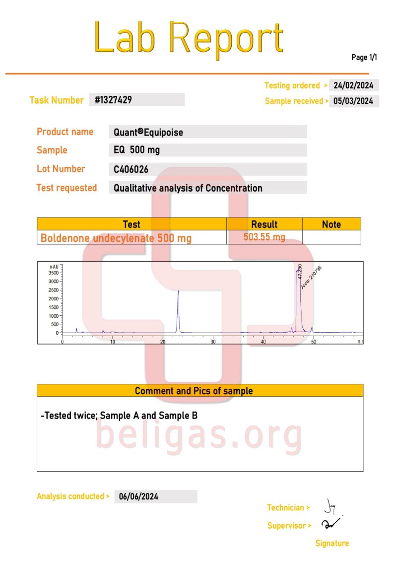 Labtest for Beligas Quant-Equipoise 500 HP