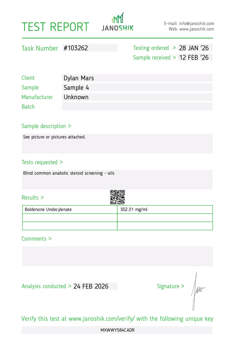 Labtest for BOLD U300 - A-TECH LABS