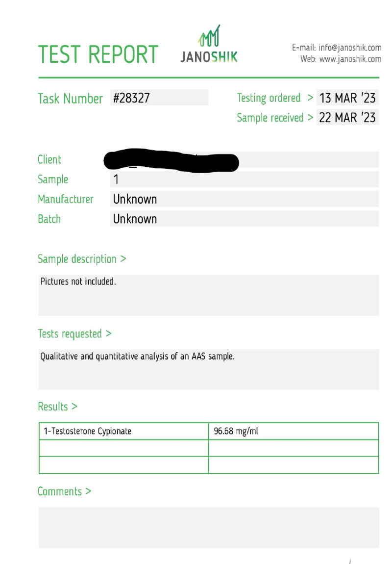 Labtest for Pharmaqo – 1-Testosterone Cypionate (DHB)