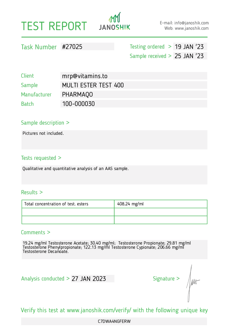 Labtest for Pharmaqo – SuperSus 400