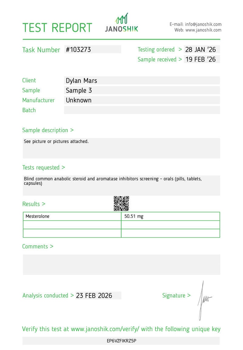 Labtest for PROVIRON - A-TECH LABS