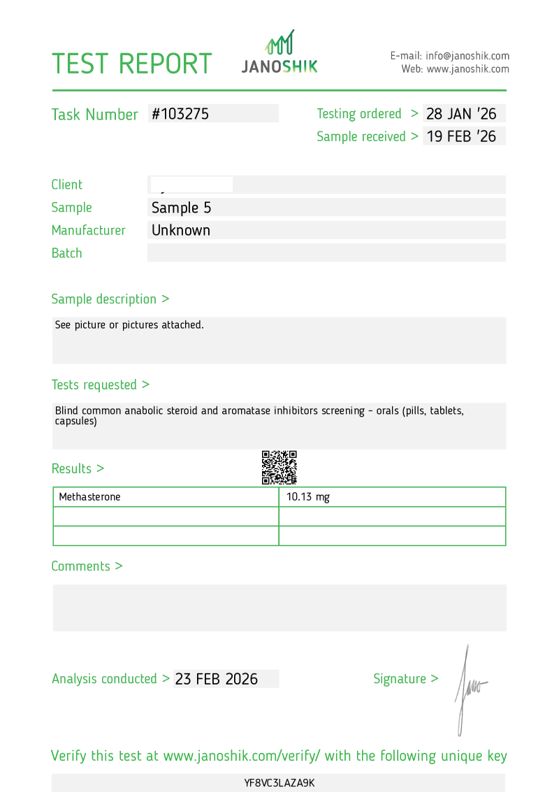 Labtest for SUPERDROL - A-TECH LABS
