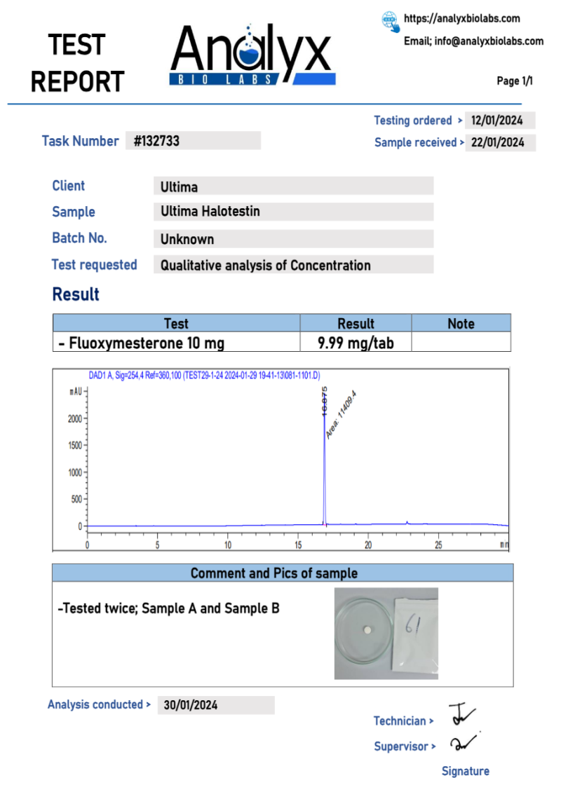 Labtest for Ultima-Halotestin