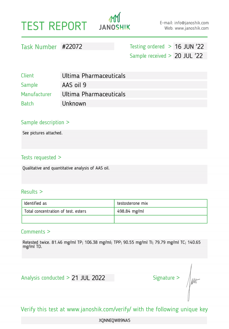 Labtest for Ultima-SuperTest 450
